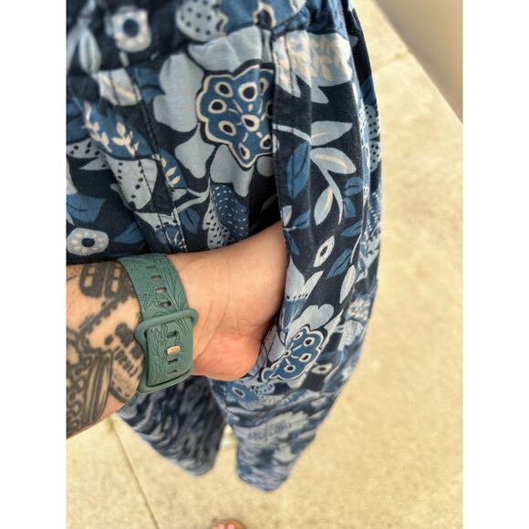 Liz Wear Vintage 80s Blue Floral Skirt Medium - Picture 8 of 9